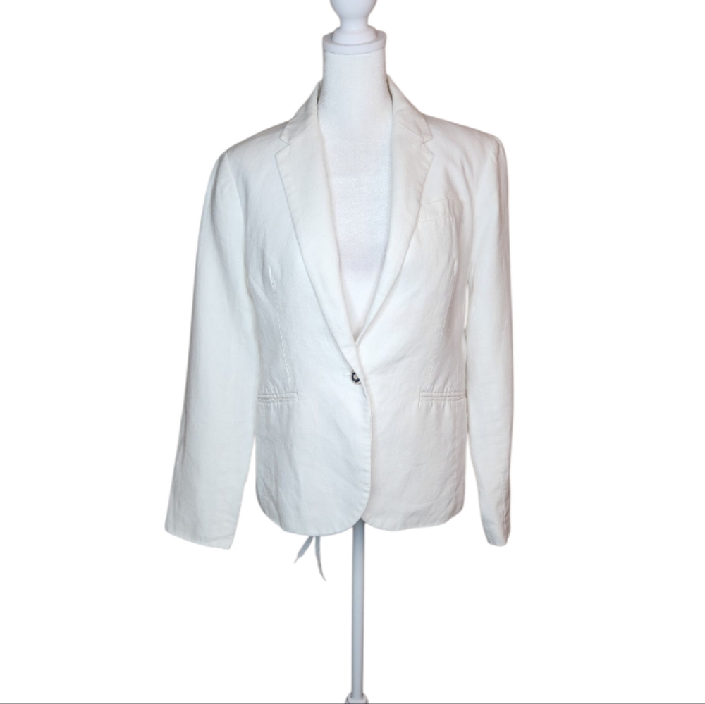 J. Crew Campbell 100% Linen Nautical Blazer Anchor Buttons Size 6